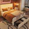Upholstered Bed Storage Double Bed Frame With Adjustable Headboard und Drawers