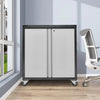 Wheeled Metal 2 Door Office Filing Cabinet 2 Layers Steel File Storage Cupboard