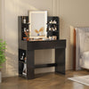 LED Dressing Table Modern Make up Desk with 6 Shelves Black Vanity Desk