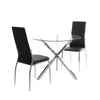 Modern 90cm Clear Glass Round Dining Table w/Chrome Cross Legs Kitchen Furniture