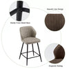 2 Pcs Beige PU Bar Stools Restaurant Bar Stools Soft Padded Seat Back Metal Legs