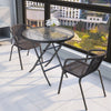 Outdoor Furniture Round Table Glass Top Coffee Dining Balcony Leisure Chair Seat