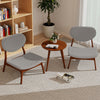 Set of 2 Accent Chairs with Side Table Upholstered Living Room Chairs Grey