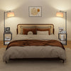 Floor Lamp with Table Shelves Linen Lampshade Standing Lamp Bed Sofa Side Table