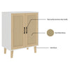 Wood Sideboard Buffet Storage Cabinet Cupboard with 2 Doors Rattan Decorating UK