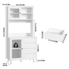 Tall Kitchen Cupboard 180cm Glass Doors 4 Drawers Pantry Cabinet White MDF Panel