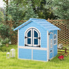 Large Wooden Playhouse with Doors, Windows, Apex Roof for Kids Children- Blue UK