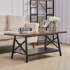 2 Tiers Coffee Table Black Storage Shelf Rack Industrial Style Rustic Wood Unit