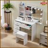 Vanity Table Stool Set Dressing Table With Mirror Drawers Makeup Desk Bedroom