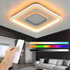 Modern Chandelier LED Lamp White Frame Ceiling Light With RGB Mode Square Olbuvr