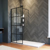 Walk In Shower Enclosure And Anti-slip Tray Black Grid 8mm Clear Glass Cubicle
