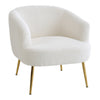 Sherpa Accent Chair White Teddy Fabric Livingroom Armchair Small Sofa Metal Legs