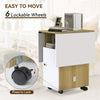 Mobile Folding Dining Table with Wheels Storage Cabinet Drop Leaf Kitchen Table