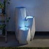 Solar Power LED Lit White Serenity Cascade Outdoor Garden Water Fountain Feature