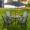Black Outdoor Large Dining Table Garden Patio Tempered Glass Top w/ Parasol Hole