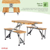 NEW! Luxury Portable Wooden Folding Outdoor Picnic Table and Bench Set 4 Seats