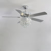 52'' Crystal Ceiling Fan Light 5 Blades 3 Speed Chandelier Lamp w/Remote Control