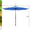 3M Garden Patio Umbrella Solar LED Light Cantilever Parasol W/ Tilt & Crank Blue