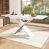 Extendable MDF Dining Table/Kitchen Table, Cross-Leg Base 118-157x75cm White