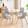 Set of 6 Dining Chairs Modern Plastic Chairs Wooden Legs Kitchen Home Grey