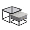 Nesting Coffee Table Side Table with Drawer High-Gloss Tabletop Square Set of 2