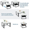 2Pcs Nesting Coffee Tables Set Square Stacking Side Tables Marble-Look White