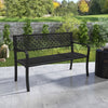 Outdoor Metal Loveseat Chair with Patterned Backrest-Black