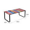 Rainbow Tempered Glass Rectangle Coffee Table Side End Table Metal Base Leg