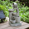 Garden Water Feature Outdoor Solar Power Cascade 5 Tiered Fountain w/LED Lights