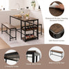 3 PCS Dining Table Set Kitchen Table & 2 Benchs w/ Storage Shelves Space-Saving