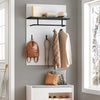 Wall Mounted Coat Rack Panel with Rail & 3 Hooks, Hallway Entryway White