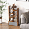 7 Tier Bookshelf Open Storage Wood Bookcase Organizer Display Shelf w/ Drawer