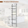 Over The Door Pantry Rack Adjustable Behind Door Organizer w/ 6 Metal Baskets