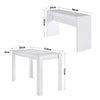 3pcs Wooden White Dining Table and 2 Benches Set Kitchen Furniture Space-Saving