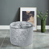 Round Pouffe Footstool Crushed Velvet Dressing Table Chair Vanity Stool Footrest