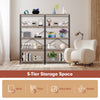5-Tier Bookshelf Wood Bookcase Home Office Standing Display Rack-Grey