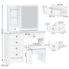 Dressing Table With Sliding Mirror 6 Drawers Open Shelves Vanity Desk