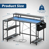 L-Shaped Gaming Desk 120 cm Computer Desk with LED Lights-Black