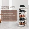 Plastic Shoe Shelf Stackable Space Saving Storage, 5 Tier for Closet Entryway