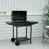 Charcoal Barbecue Grill with Shelves&Wheels Portable Outdoor Camping BBQ Trolley