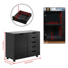 Mobile Filing 5 Drawer Pedestal Cabinet File Storage with Door Home Office Black
