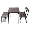 Wood Dining Table and 2 Chair with Bench 4 in 1 Restaurant Kitchen Furniture Set