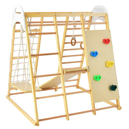 8-in-1 Kids Jungle Gym Playset Toddlers Indoor Wooden Climbing Toy Play Set