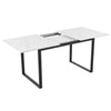White Marble Effect Extendable 140 - 180 cm Dining Table with Black Metal Legs