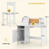 Kids Table and Chair Set Home Student Writing Desk w/ Cabinet-White