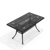 Cast Aluminium Garden Bistro Set Rectangle Table & 6x Padded Chairs Patio Black