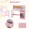 Kids Study Desk and Chair Set Student Table and Chair-Pink