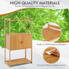 2 Tier Bamboo Bathroom Storage Cabinet Freestanding Cupboard Display Rack 2-Door