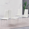 4pcs High Back White Faux Leather Dining Chairs Metal Legs Dining Room Kitchen