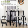 Bar Table Set 5 Piece Stools Industrial Dining Breakfast Table for Kitchen Home